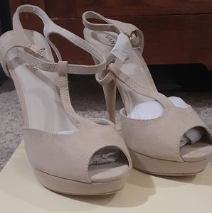 Beige T-Strap Vanessa Heels
